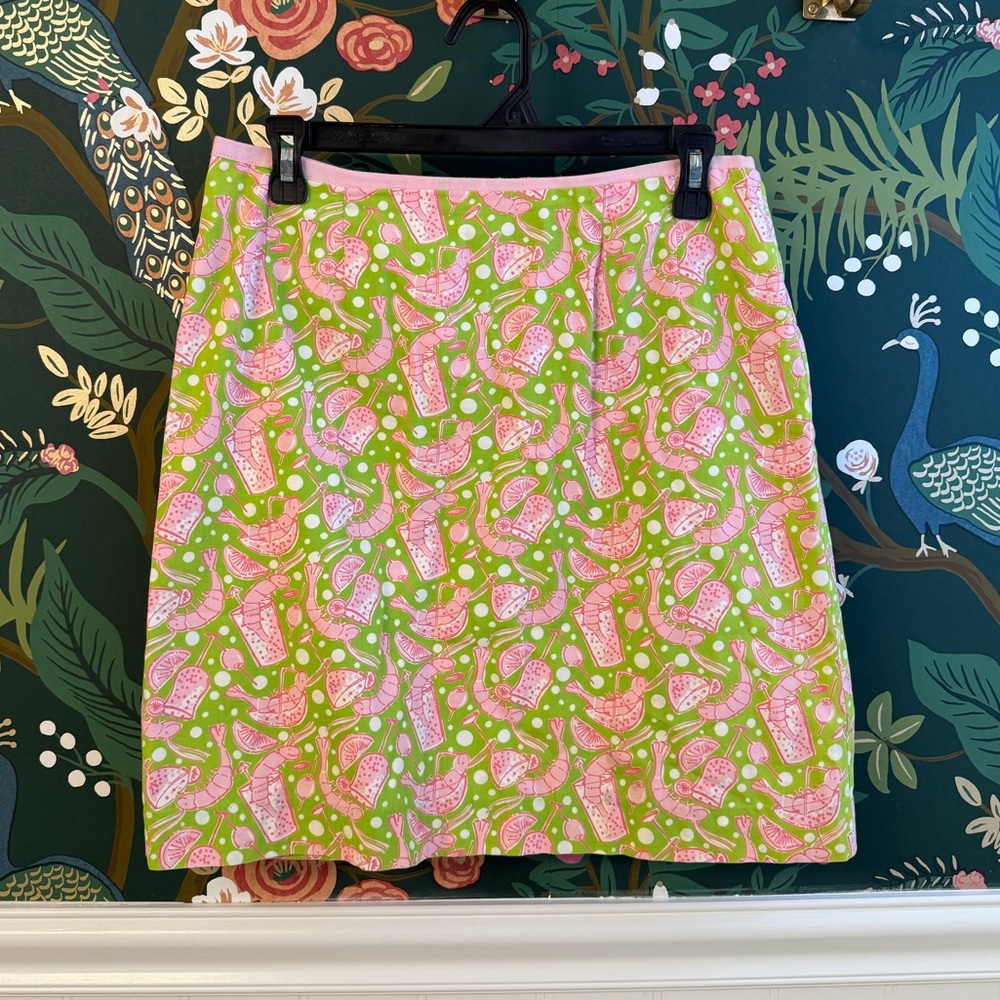 Lilly Pulitzer Shrimp Cocktail Pink and Green Women's Skirt